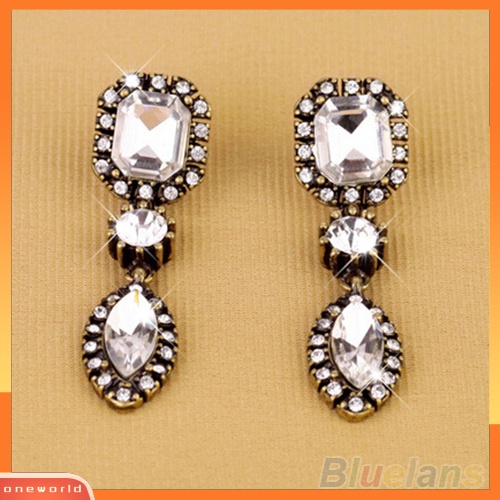 [WOD] Wanita Fashion Putaran Marquise Cut Berlian Imitasi Menjuntai Stud Statement Earrings Hadiah