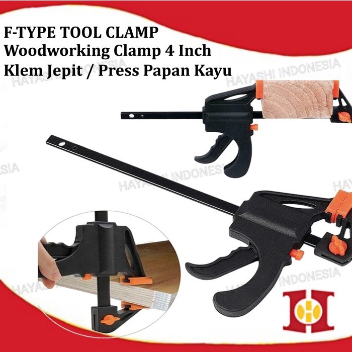 F Clamp Catok Klem Alat Penjepit Kayu Besi Ratchet 4 6 8 10 16 Inch