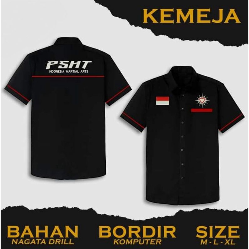 KEMEJA PSHT/KEMEJA SH TERATE TERBARU/KEMEJA NAGATA BORDIR/HEM PSHT/HEM PRIA/KEMEJA BORDIR PSHT