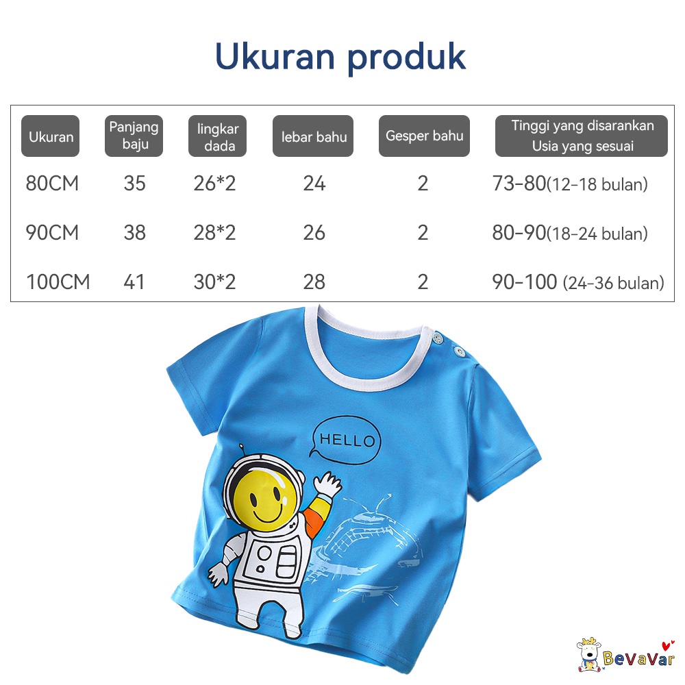 BEVAVAR 0-3thn Kaos Piyama bayi lucu Anak laki-laki perempuan Lengan pendek Bayi Import