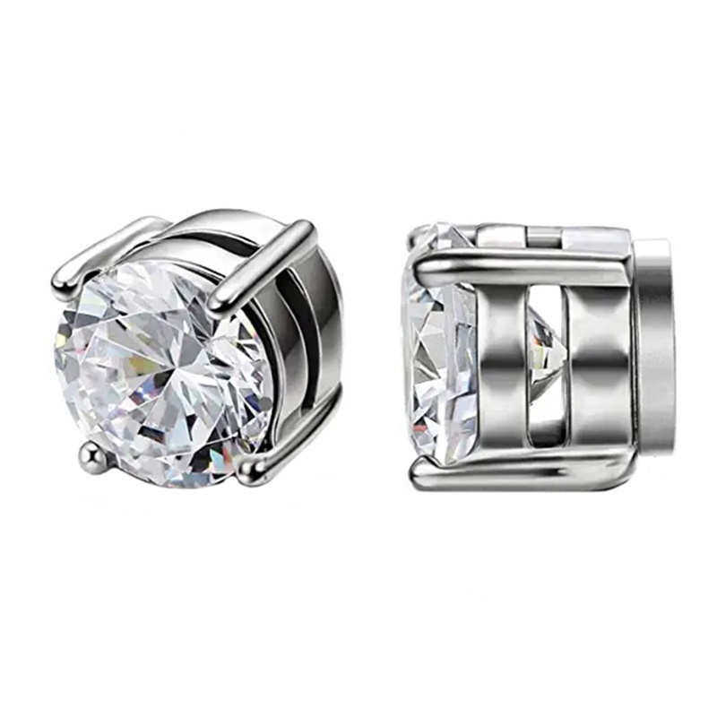 1pasang Kristal Kuat Magnetic Ear Stud Mudah Digunakan Anting Klip Untuk Wanita Pria Punk Bulat Zirkon Magnet Earrings Non Piercing Perhiasan