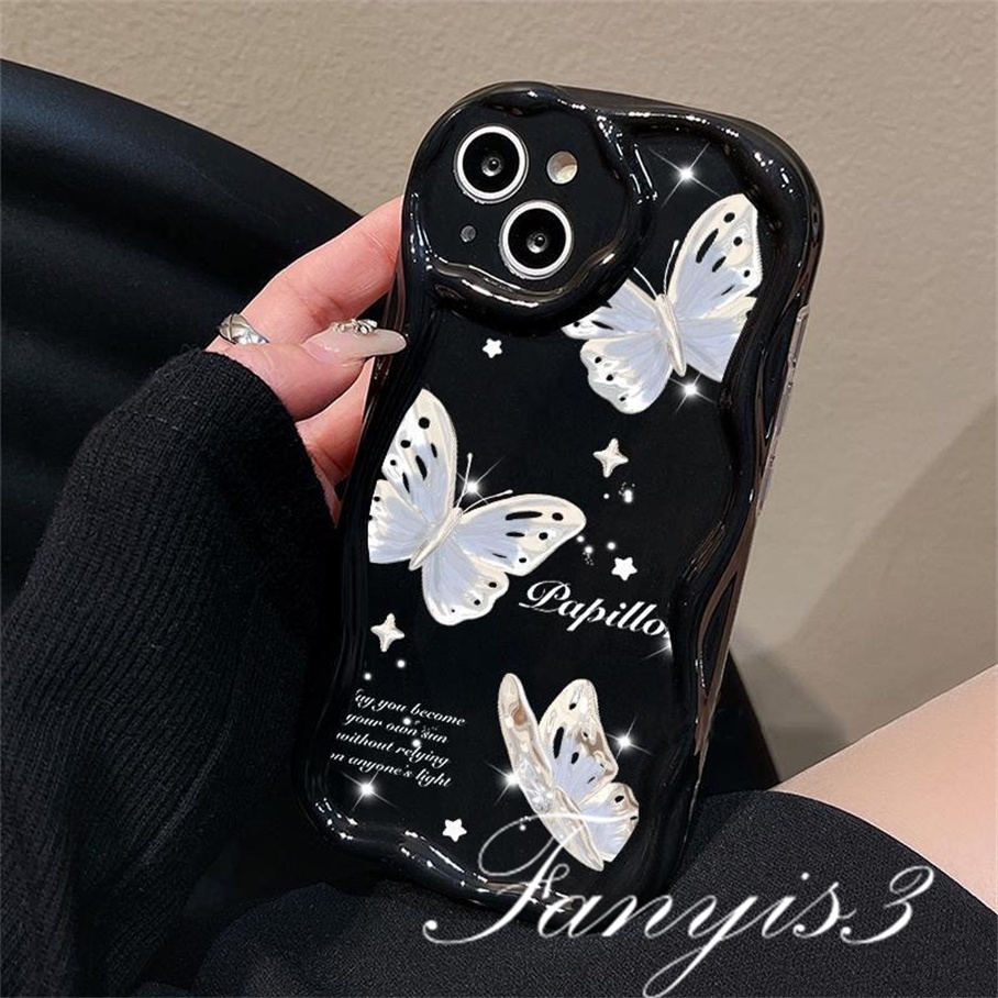 Compatible For IPhone 14 13 12 11 Pro Max X XR Xs Max 8 7 6s Plus SE 2020 Kompatibel Untuk garis Bunga Dan Kupu-Kupu Gelombang Telepon Case TPU Silicon Lembut Cover Pelindung