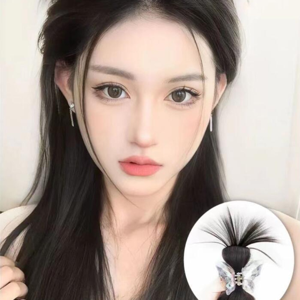 Y2k Gadis Bulu Ayam Wig Dengan Kristal Kupu-Kupu Klip Gadis Pedas Shuttlecock Rambut Wig Acessories