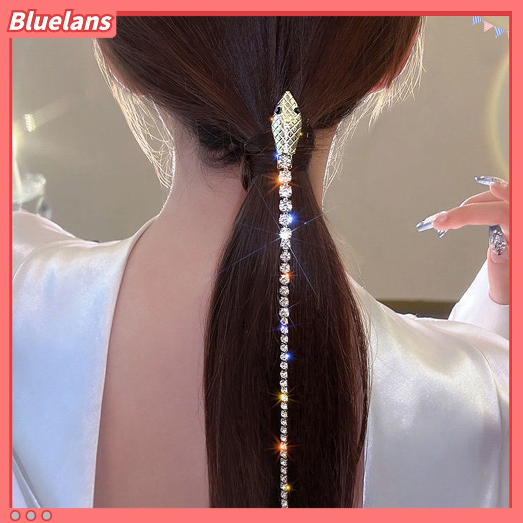 [BLS] Kepang Kepala Rantai Bentuk Ular Rumbai Panjang Berlian Imitasi Punk Bersinar Hiasan Rambut Dekorasi Rambut Daily Styling Tool