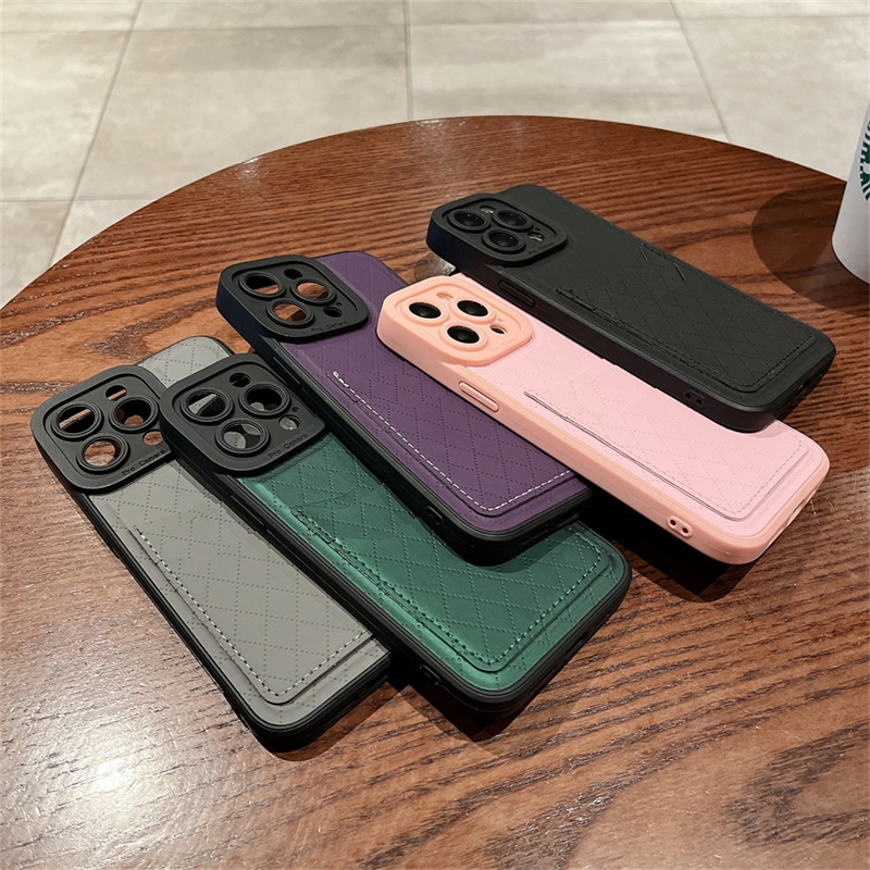 IPHONE Casing Dompet Holder Slot Kartu Bahan Kulit Mewah Untuk Iphone11 13 14 12 Pro Max6 7 8 14 plus XR XS MAX X Soft Silicone Cover