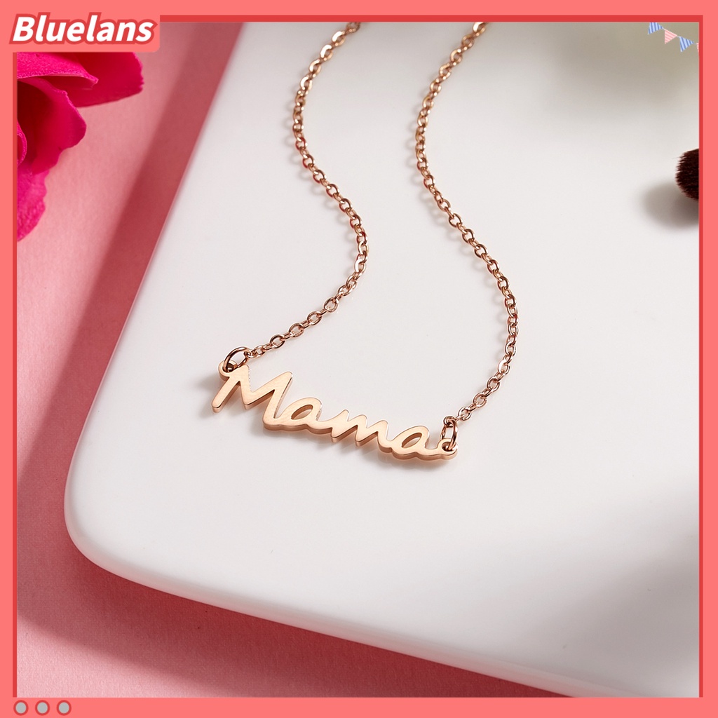 [BLS] Kalung Wanita Rantai Link Elegan Adjustable Mama Huruf Liontin Necklace Untuk Hari Ibu