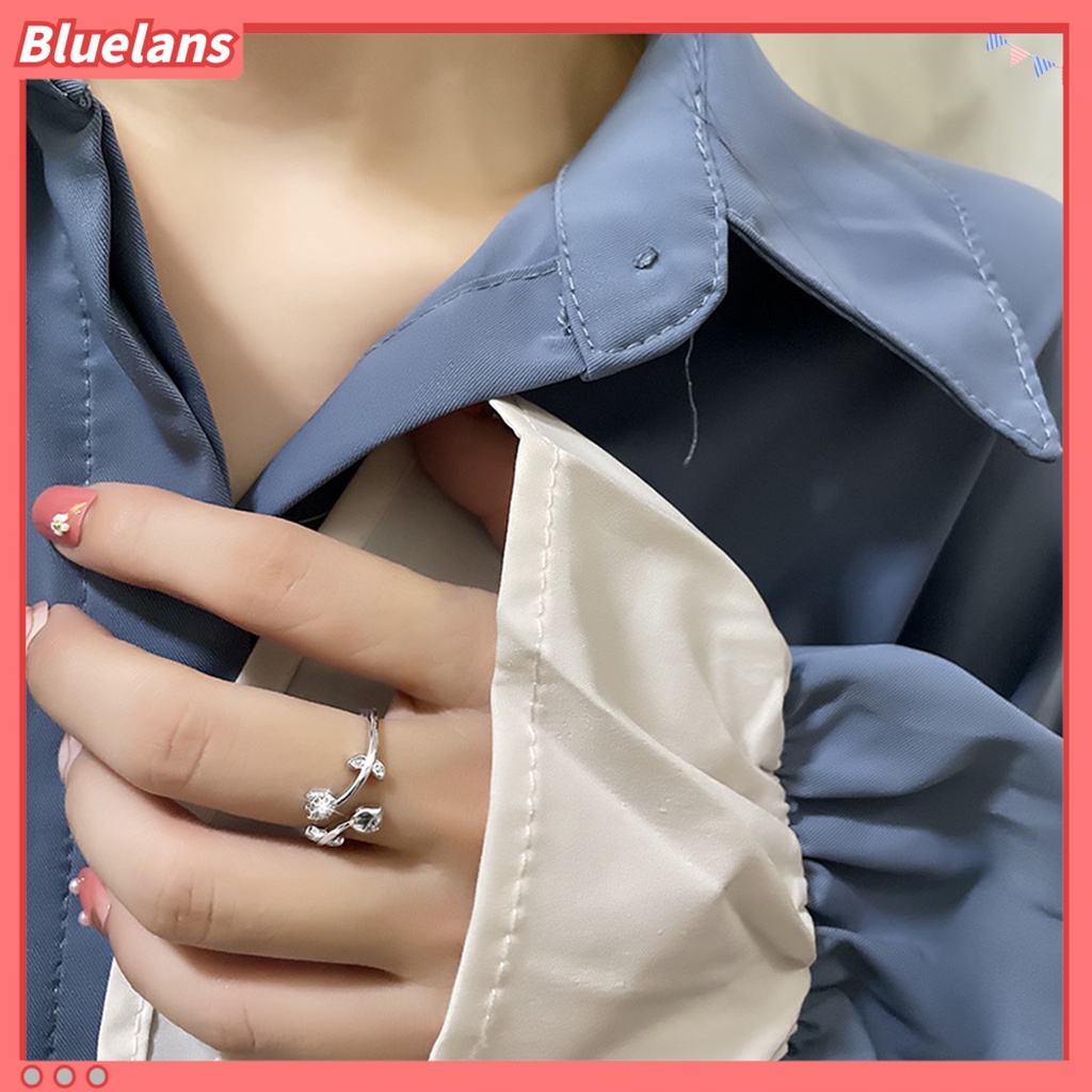 [BLS] Wanita Cincin Temperamen Berlian Imitasi Mengkilap Hias Berkilau Pembukaan Yang Dapat Disesuaikan Hadiah Hias Wanita Elegan Tulip Jari Cincin Perhiasan Pesta Untuk Pacaran