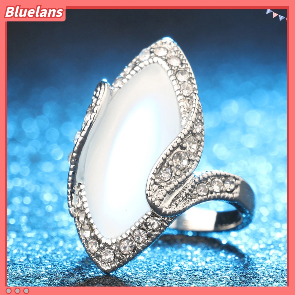 [BLS] Fashion Wanita Marquise Potong Batu Buatan Shiny Rhinestone Finger Ring Jewelry