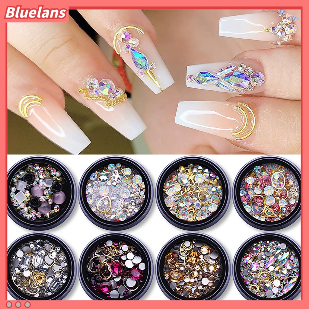 [BLM] Diy Berongga Glitter Rhinestones Nail Art Sequin Patch Campuran Manicure Dekorasi