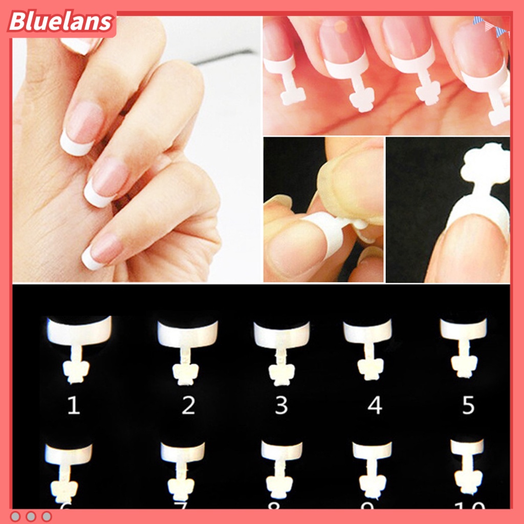 [BLM] 100pcs /Box Manicure Tips Pendek Bentuk Sabit Ekstensi Kuku ABS Kuku Tepi Prancis Putih Setengah Pasta Tips Untuk Jari