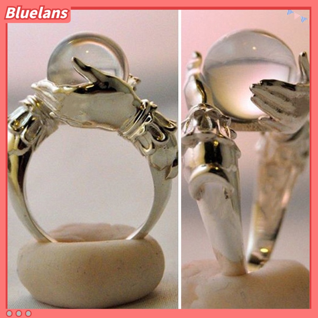 [BLS] Finger Band Gaya Barat Kepribadian Geometris Electroplating Batu Permata Buatan Hias Aksesori Vintage Tangan Memegang Cincin Keberuntungan Untuk Pesta