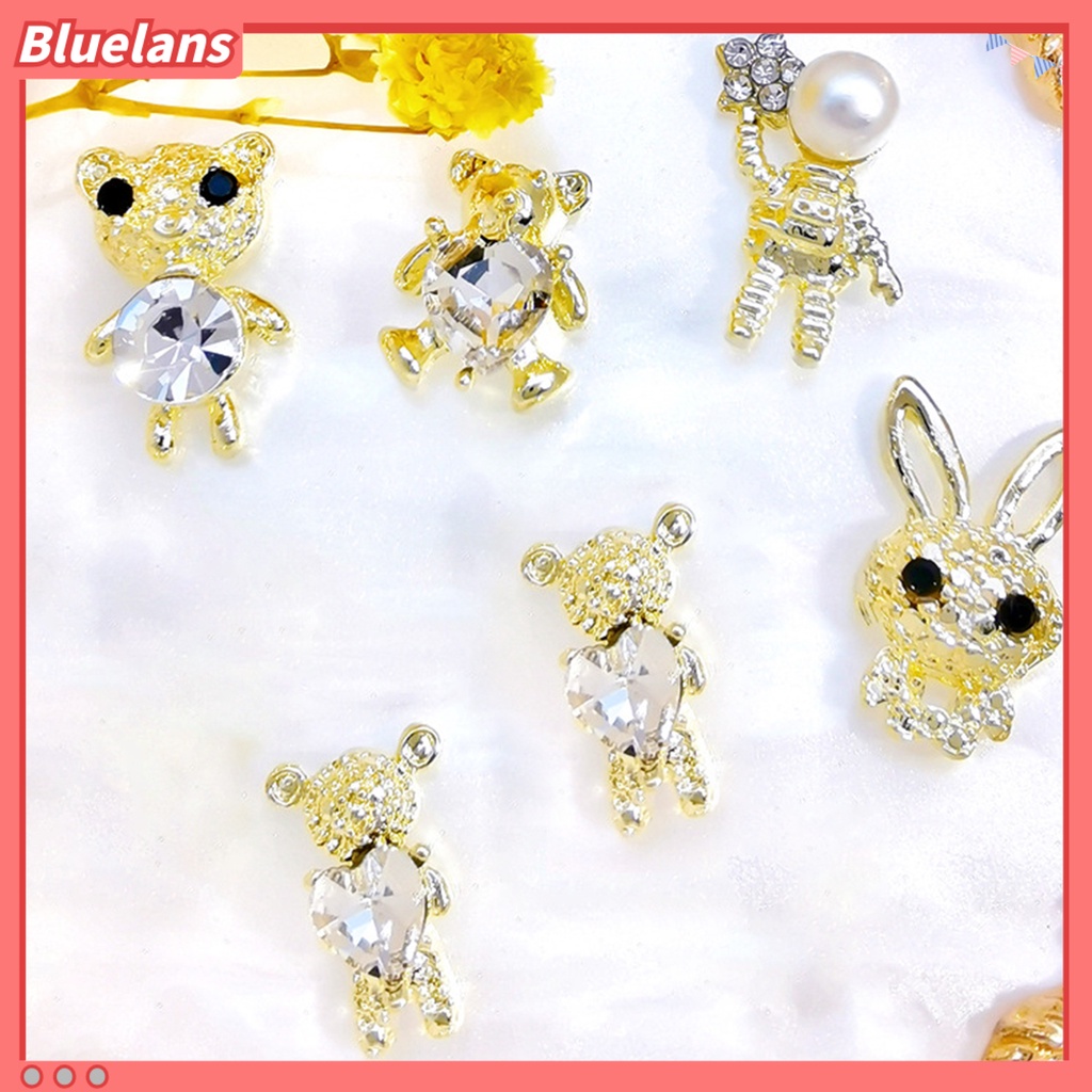 [BLM] 10pcs Dekorasi Kuku Indah DIY Ringan Beruang Alloy Nail Art Perhiasan Untuk Wanita