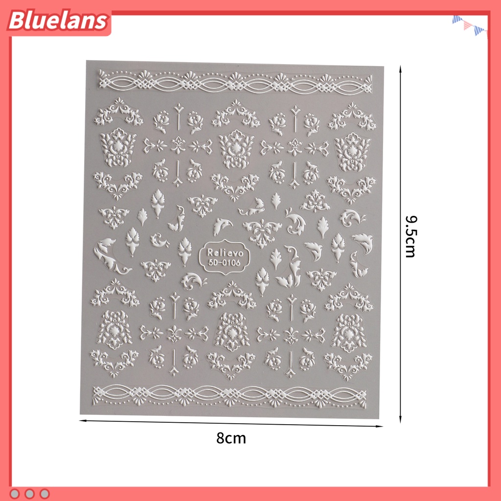 [BLM] Stiker Nail Art Perekat Diri 5D Relief Efek 3D Tidak Luntur DIY Gaya Jepang Motif Bunga Manicure Decals Salon Kuku Pasokan