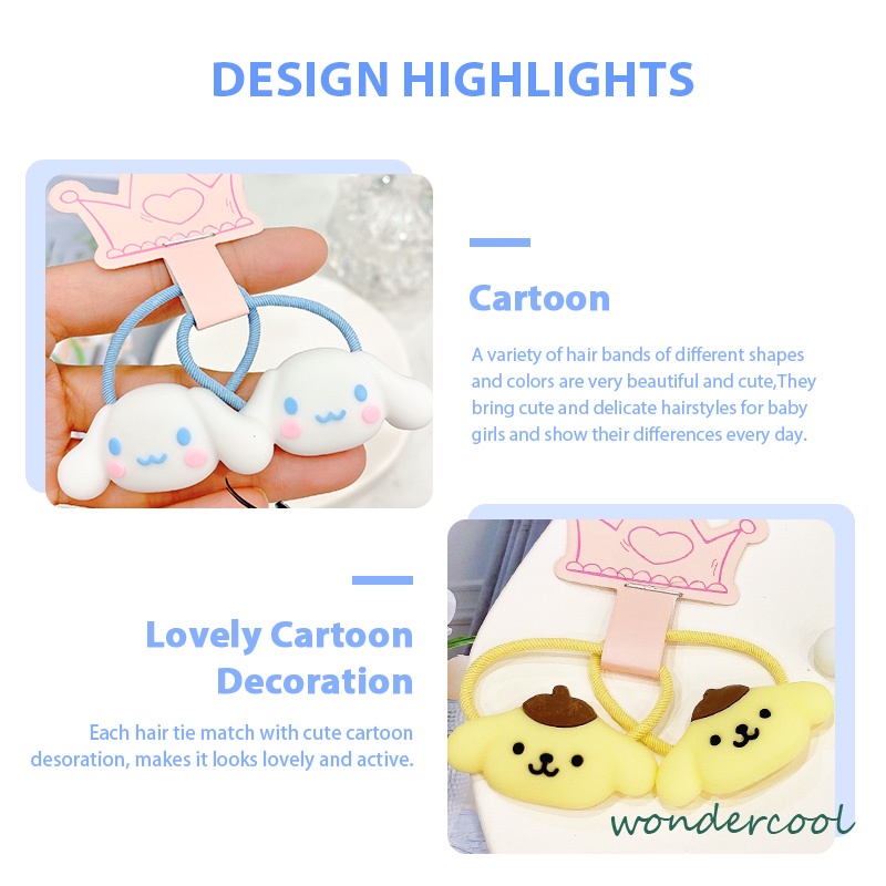 Tali Rambut Anak Kartun Tali Rambut Gadis Kecil Lucu Karet Gelang Cincin Rambut-Won