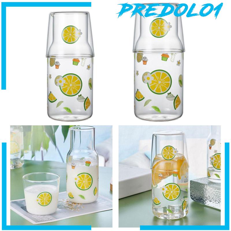 [Predolo1] Bedside Carafe water Carafe Gelas Set Untuk Jus Minum Kulkas Kantor