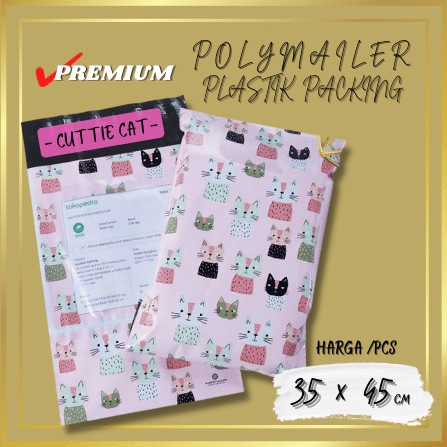 

[SC] AMPLOP BAG POLYMAILER MOTIF - PLASTIK PACKING OLSHOP CUTTIE CAT 35x45 - 35CM x 45CM, CUTTIE CAT