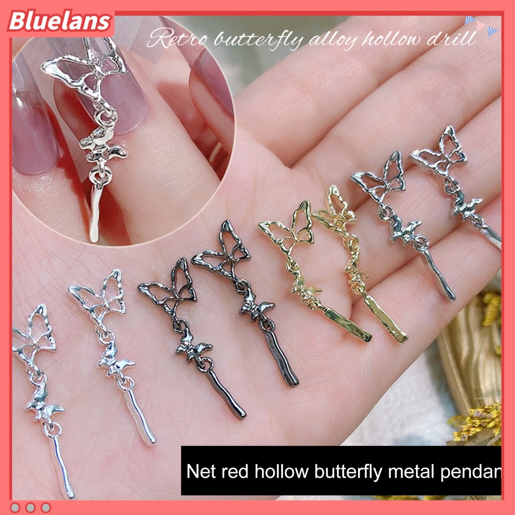 [BLM] 10pcs Nail Art Pendant Tiga Dimensi Ins Style Gloss DIY Tahan Karat Mid-length 3-bagian Kupu-Kupu Liontin Dekorasi Kuku Perlengkapan Kuku