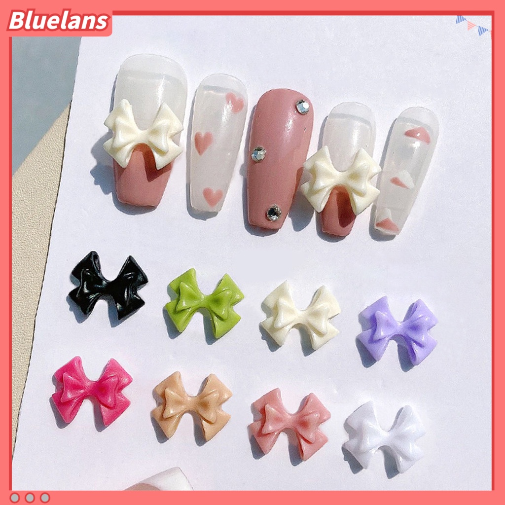 [BLM] 30pcs Dekorasi Kuku Mudah Tempel Busur-Simpul Transparan Indah Efek 3D DIY Nail Art Kawaii Anti-Kerusak Glitter Perhiasan Kuku Aksesoris Kuku