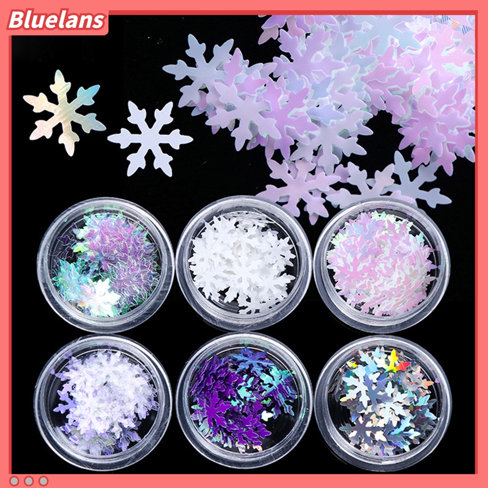 [BLM] 6kotak Natal 3D Glitter Snowflake Sequin Nail Art Shiny Ultra-thin Flake