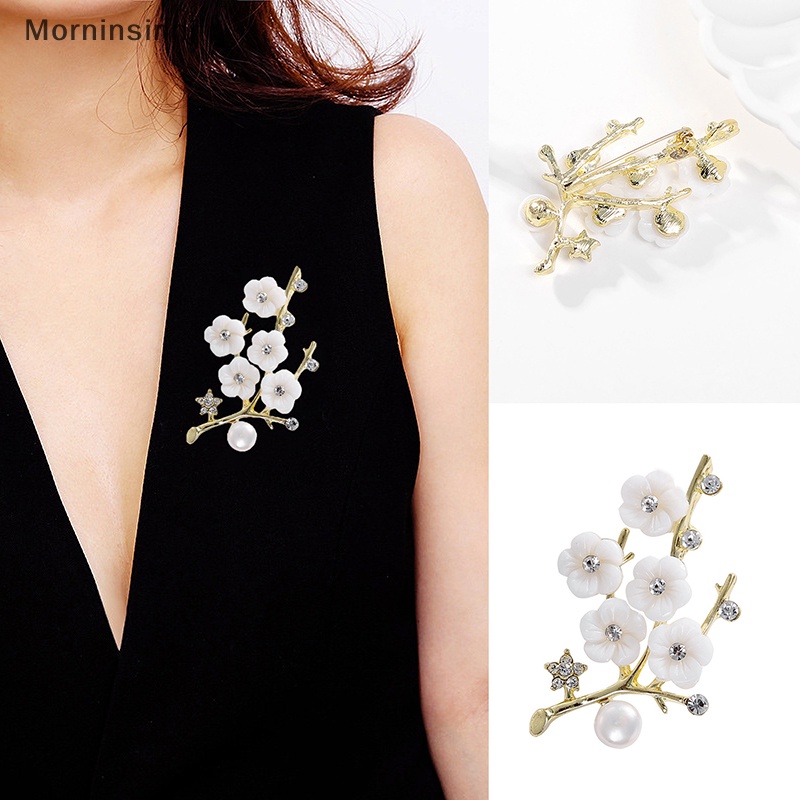 Mornin Fashion Berlian Imitasi Plum Blossom Bros Pin Wanita Pesta Pernikahan Pakaian Perhiasan Aksesoris id