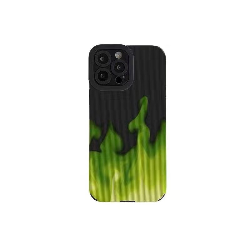 All New Hot Fashion Leather Soft Case IPhone 6S 7 Plus 8 Plus X XS XR XS Max 11 13 12 14 PRO Max 14 Plus SE Mini Phone Case Girl Girl Women Green Fire