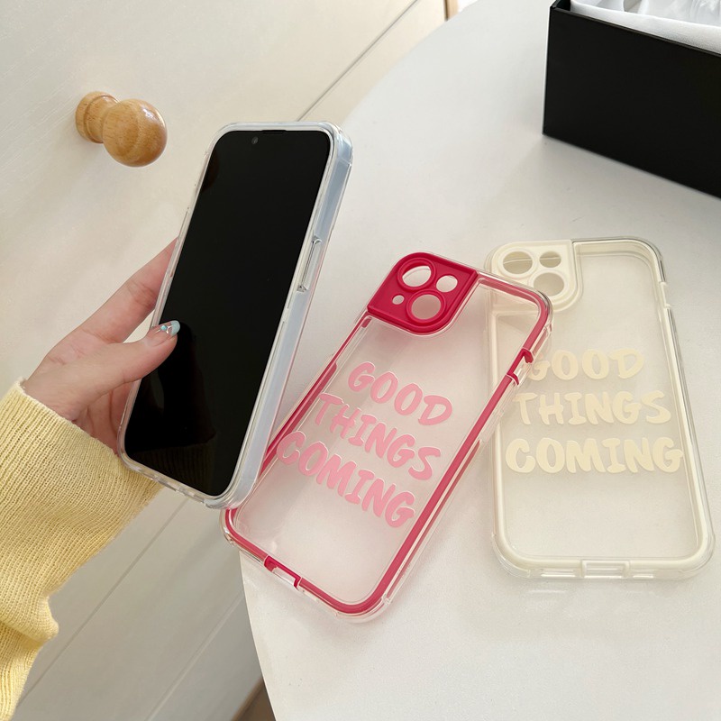 IPHONE Casing TPU Lembut Bahasa Inggris Simple Bagus iP Iphone14+Plus11 12 13 Pro Max 2in1 FTD Girl Woman Casing Apple