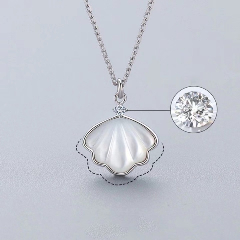 Ahellogirl A Shell Kalung Perempuan S925 Sterling Silver Temperamen Kepribadian Hadiah Untuk Pacar Kekasih Hadiah Perhiasan Kerang Panjang