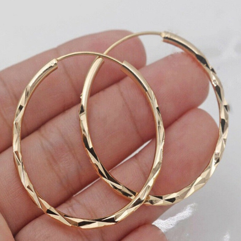 Wanita Besar Cembung Lingkaran Pernyataan Hoop Earrings Perhiasan