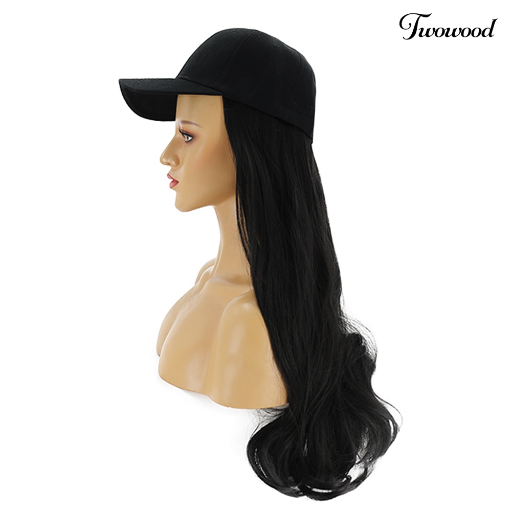 Twowood Charming Women Lady Wig Rambut Palsu Sintetis Keriting Panjang Hairpiece Hair Extension Dengan Topi