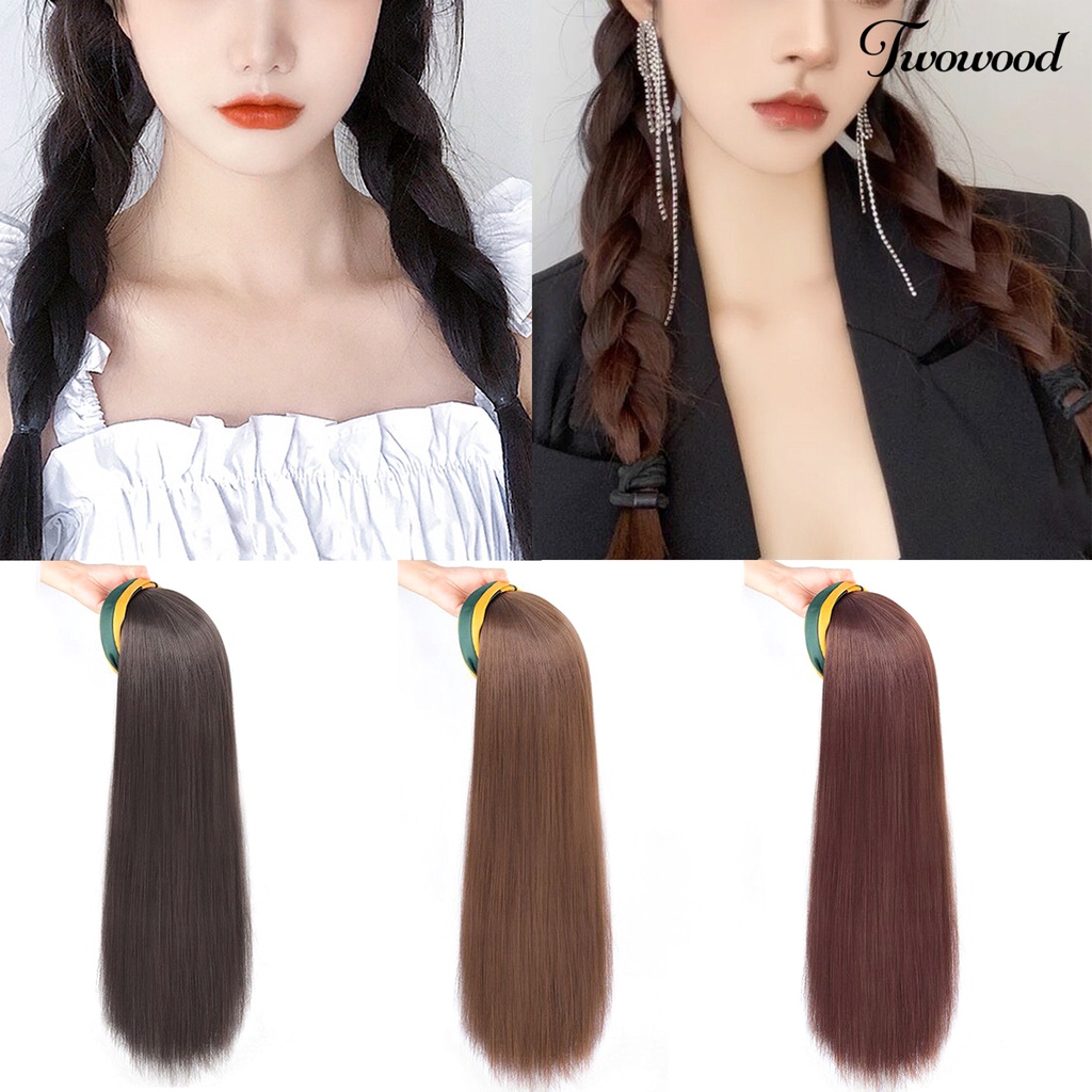 Wig Bando Twowood Mudah Dipakai Mekanisme Berbulu Alami Lembut Alat Kosmetik Nyaman Poni Udara Panjang Wig Lurus Hitam Untuk Kehidupan Sehari-Hari