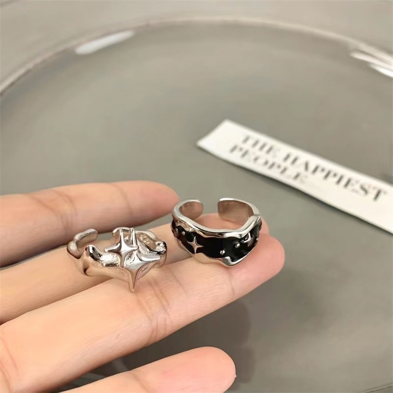 Fashion Sederhana Punk Cincin Bintang Tidak Teratur Jari Cincin Kreatif Perhiasan Geometris Hip Hop Adjustable Terbuka Rings Korea Populer Rings