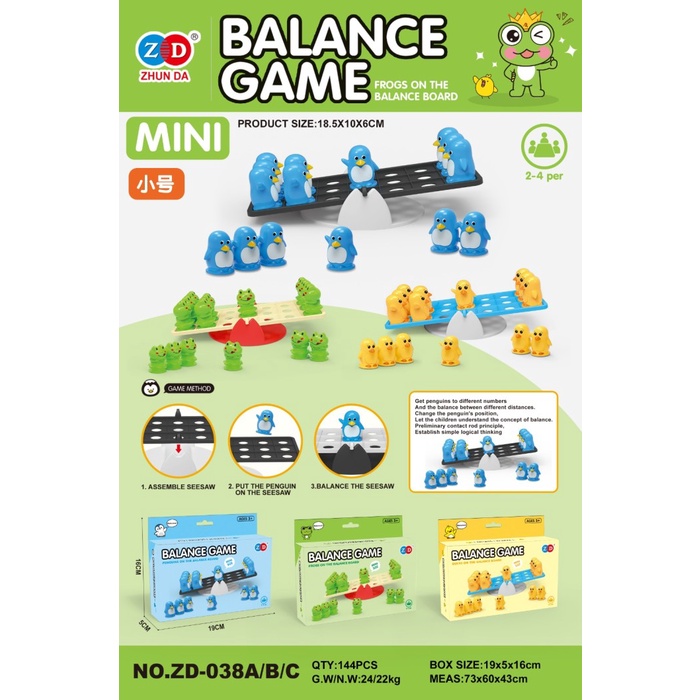 MAINAN ANAK BALANCE GAME KELUARGA FUN EDUKASI TIMBANGAN BERHITUNG MATEMATIKA PINGUIN BEBEK FROG