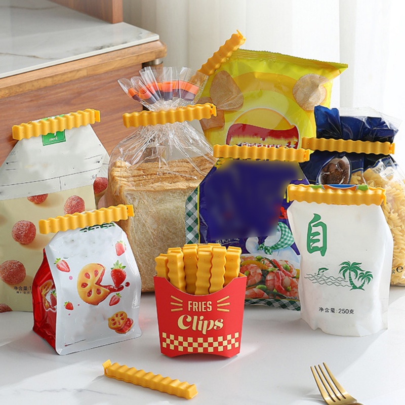 [Fitur] Klip Penyegel Bentuk Keripik Kentang Goreng Dengan Kotak Klip Tahan Lembab Segar Menebal Klip Kantong Makanan Ringan Gigit Ketat Portabel Gadget Dapur Praktis