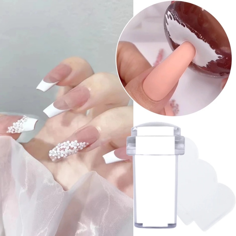 Set Scraper Stamper Kuku Jelly Transparan/DIY Stamping Cetakan Nail Plate Manicure Tools