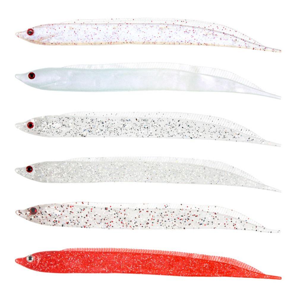 AUGUSTINA Agustinina Umpan Pancing Ikan Bergaris Putih Transparan Cacing Roti Buatan Umpan Lembut Umpan Laut Luminous Hairtail Bionic Bait Soft Lure