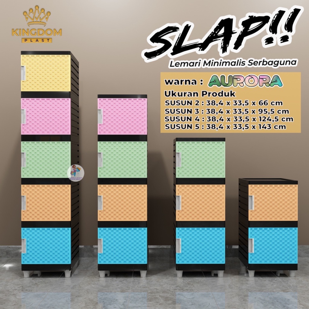 Lemari Plastik Slap Susun Serbaguna Minimalis Aurora Kingdom