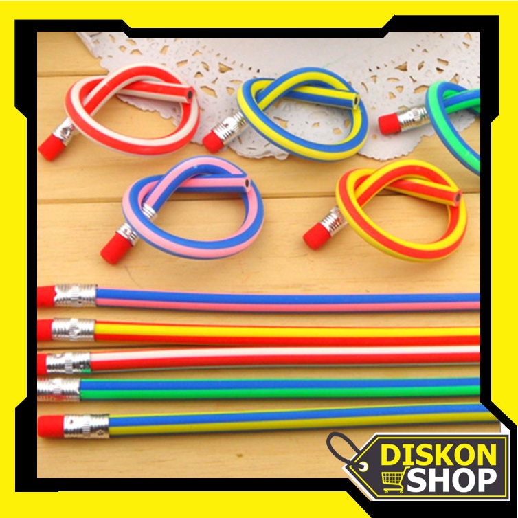 

Diskon Shop - S5862 Pensil Flexsible Lentur Unik Lucu / Alat Tulis Sekolah Anak Pencil Karet Inul Dapat Digulung Ditekuk Unik Lucu