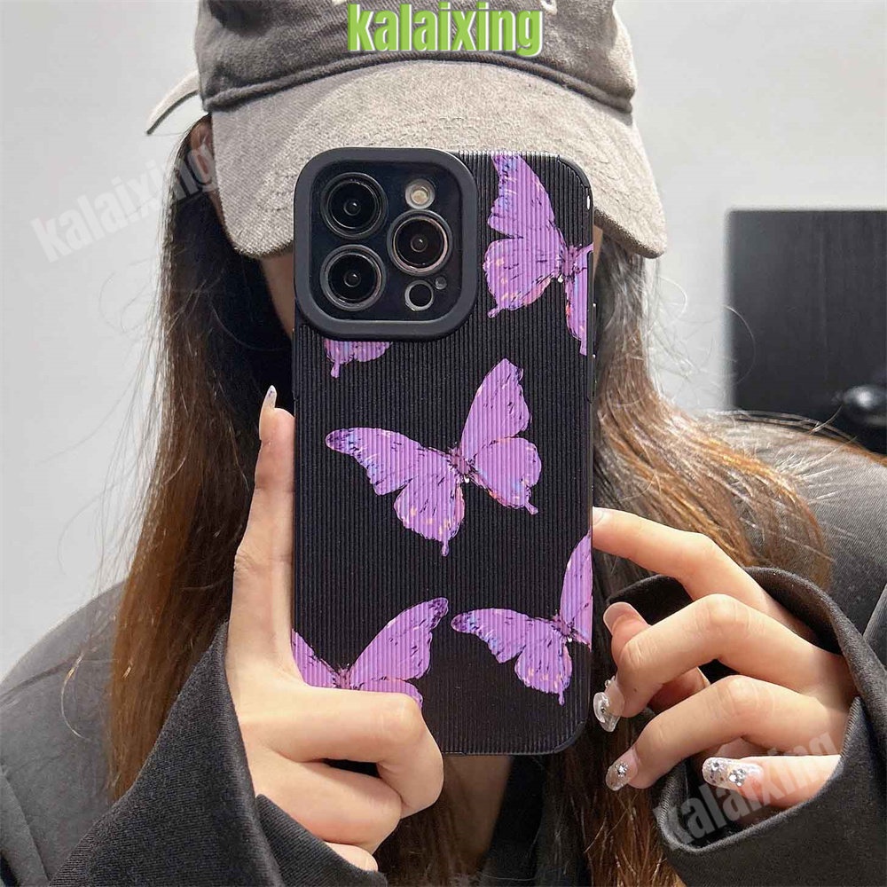 IPHONE Soft Case Kupu-Kupu Hitam Untuk Iphone11 12 13 14 Pro Max14 Plus Xs Max X XR 7 8 Plus Sarung Belakang Lembut