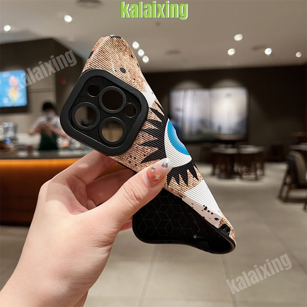 IPHONE Casing Bahan Kulit Mata Biru Untuk Iphone11 12 13 14 Pro Max14 Plus Xs Max X XR 78 Plus Sarung Belakang Lembut