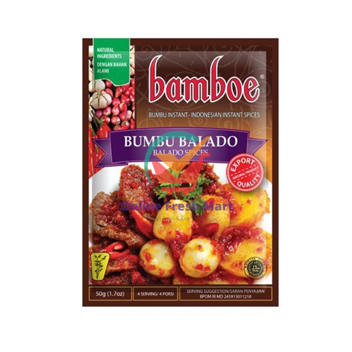 

Bamboe Bumbu Balado 50 gr - Online Fresh Mart Denpasar