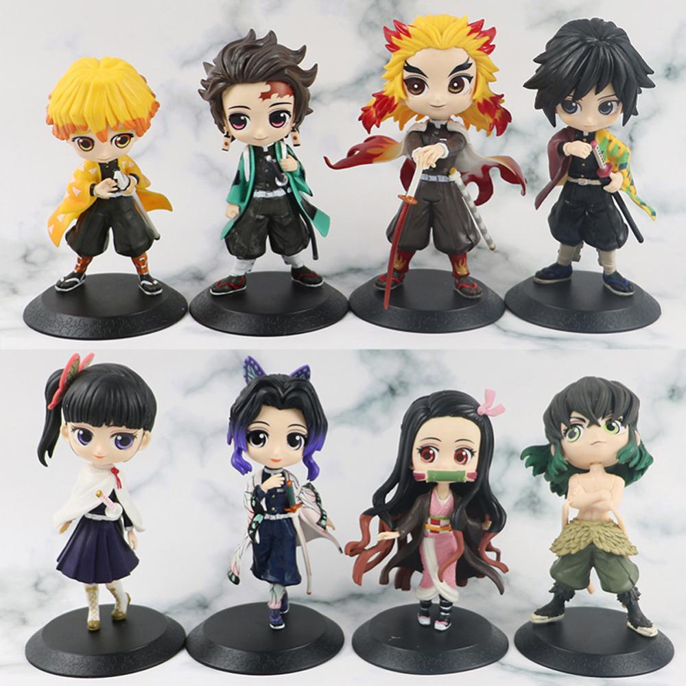 Timekey Chibi Versi Anime Demon Slayer Action Figure Miniatur Patung Model Kimetsu No Yaiba Boneka Tanjirou Nezuko Kyoujurou Giyuu C6P1