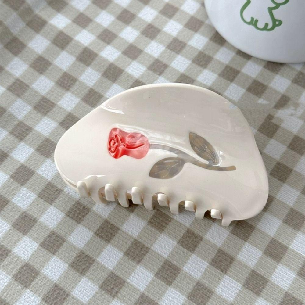 Agustina Puppy Dog Hair Claw Lucu Manis Temperamen Bunga Mawar Plastik Hairgrips Kartun Hiasan Kepala Gaya Putri Jepit Rambut Besar Korea Hiu Klip