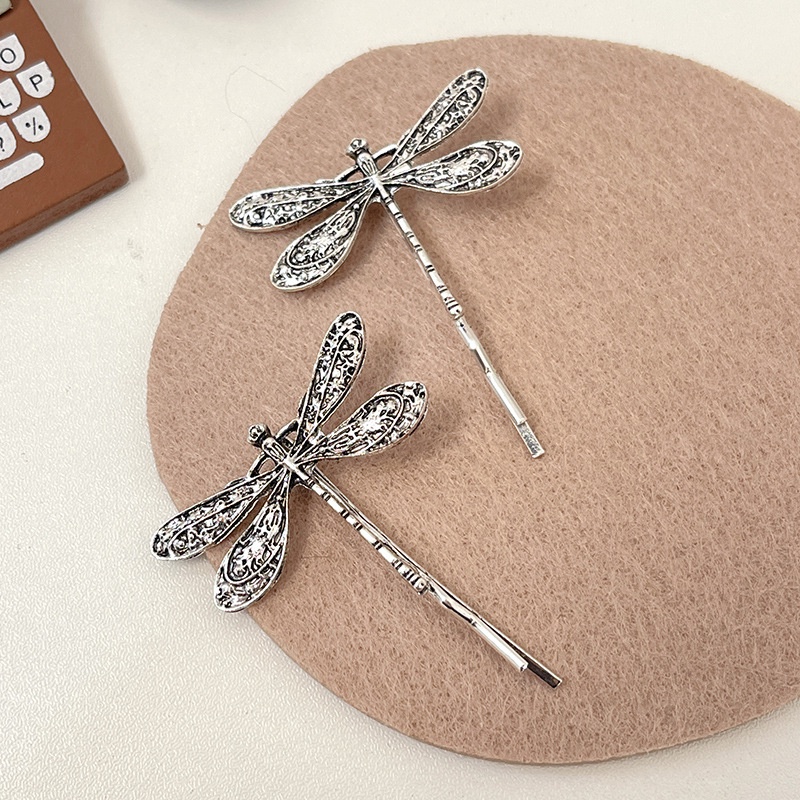 2/4Pcs Vintage Dragonfly Snake Shaped Hair Clips Fashion Rhinestone Alloy Girls Bangs Clip Hairpin