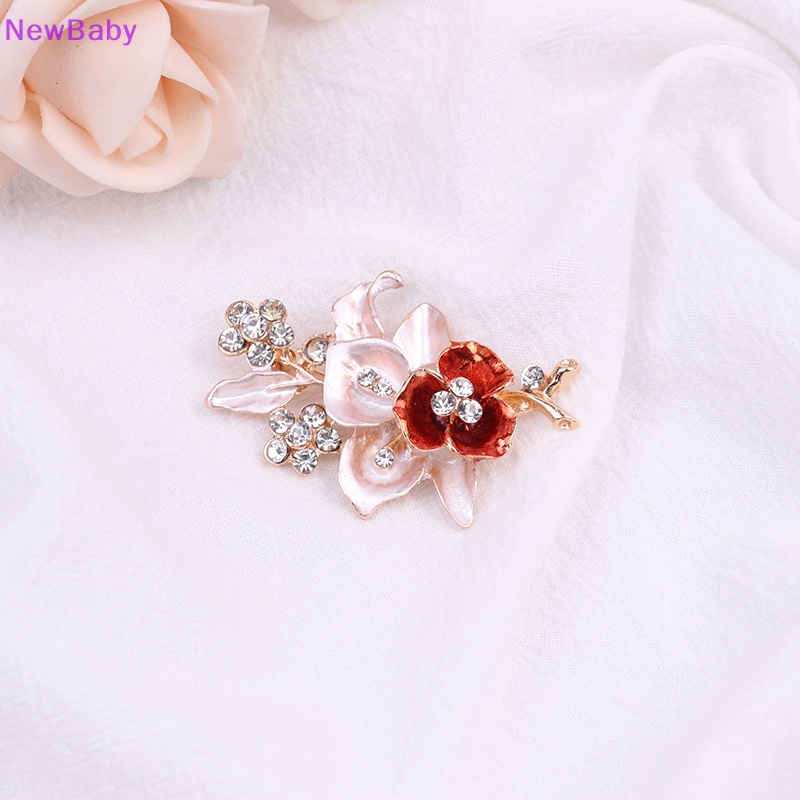 Newbaby Kristal Bunga Bros Kerah Pin Berlian Imitasi Perhiasan Wanita Pernikahan Pin Besar Bros Untuk Wanita Broche Aksesoris Pakaian ID