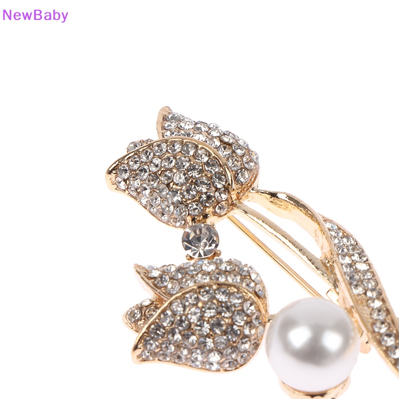 Newbaby Mutiara Berlian Imitasi Tulip Bros Untuk Wanita Baroque Trendy Elegan Brooch Pins ID