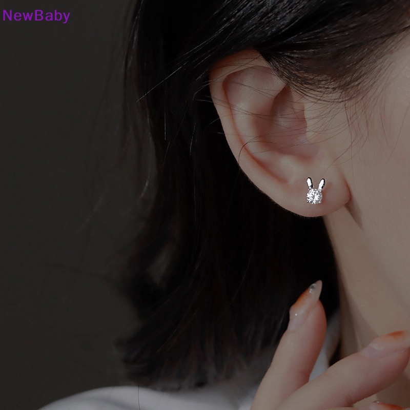 Newbaby 1pasang Anting Lucu Kelinci Indah Zirkon Berlian Imitasi Stud Earrings Fashion Perhiasan Stud Earrings Wanita Temperamen Ringan Perhiasan Pernikahan ID