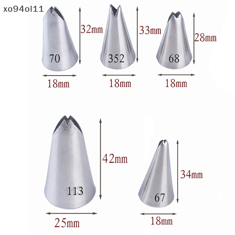 Xo 5Pcs Daun Nozel Stainless Steel Icing Piping Nozel Tips Pastry Kue Dekor OL