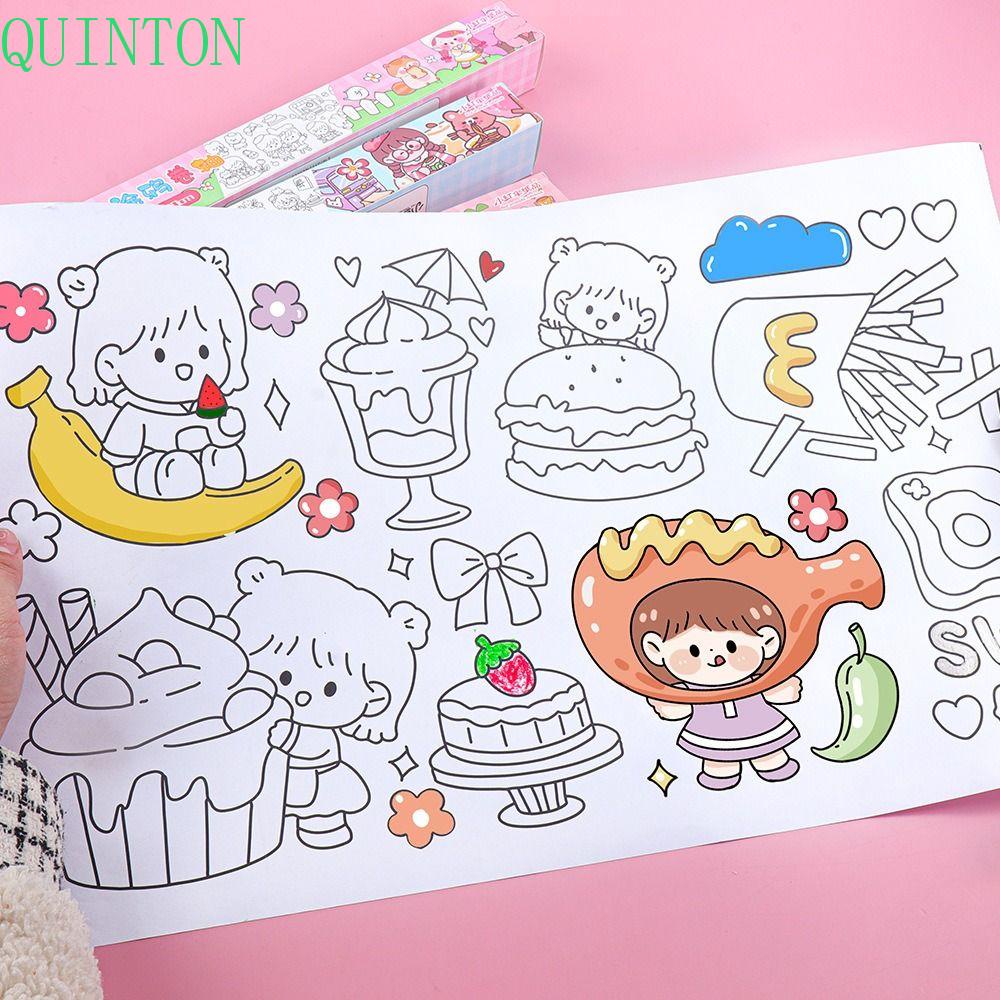 Quinton Graffiti Scroll Drawing Roll Artis Kecil Lukisan Guas Seni Mewarnai Mainan Graffiti Scrolls Drawing Sticker Edukasi Dini Montessori Mainan Kosong Mewarnai Stiker