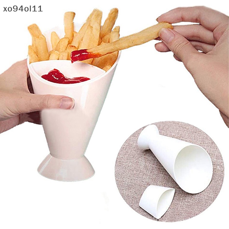 Xo 1Pc Wadah Portable Fries Cup Salad Cup Gelas Gagang Kentang Goreng Plastik Cup Saos OL