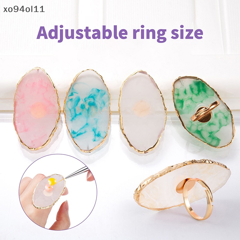 Xo 1Pc Resin Batu Palet Kutek Jari Cincin Piring Nail Art Paing DIY Art OL